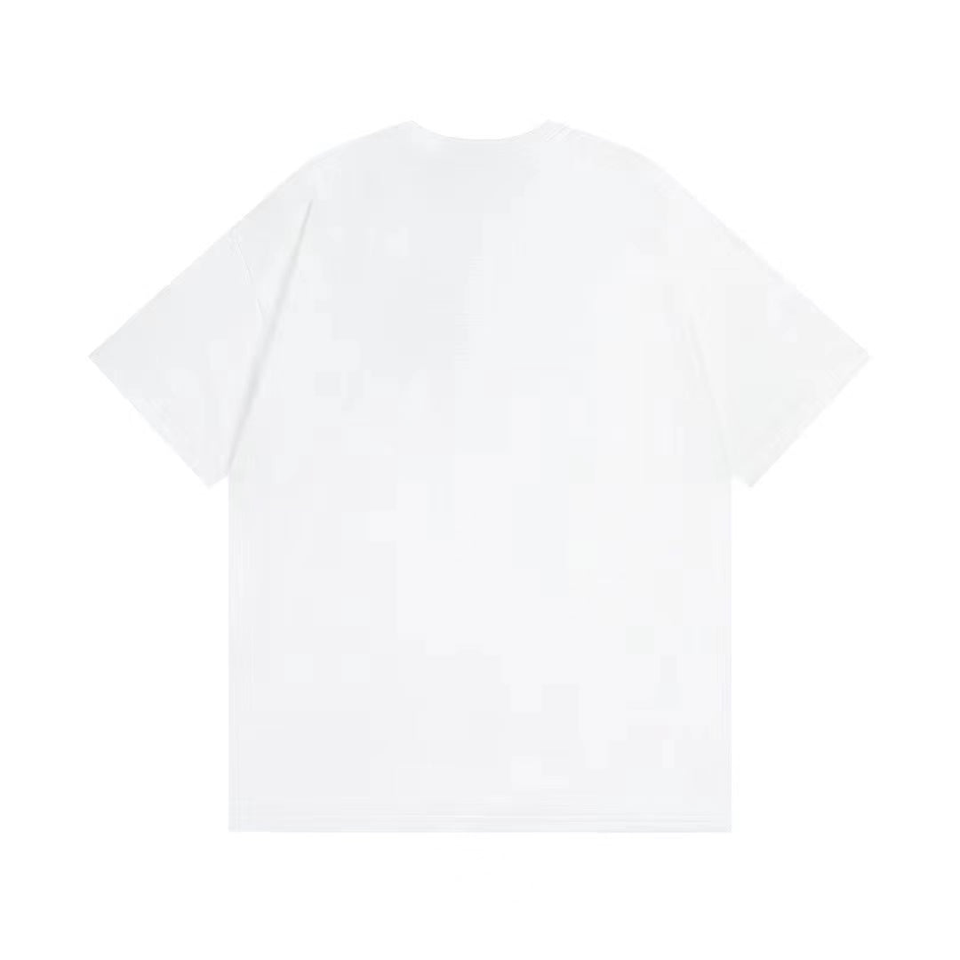 STUSSY Dinosaur Print Crew-neck Tee In White