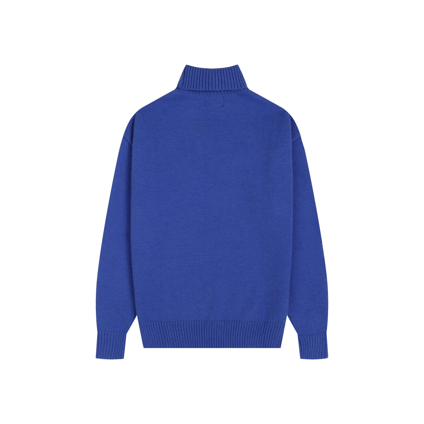 AMI Big Logo Turtleneck Sweater Blue
