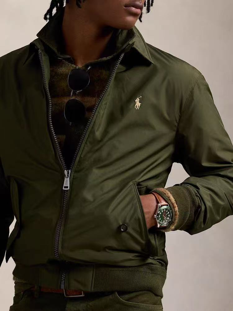 Ralph Lauren Solid-color Logo Embroidered Zipper Long-Sleeve Jacket Coat for Men - Green