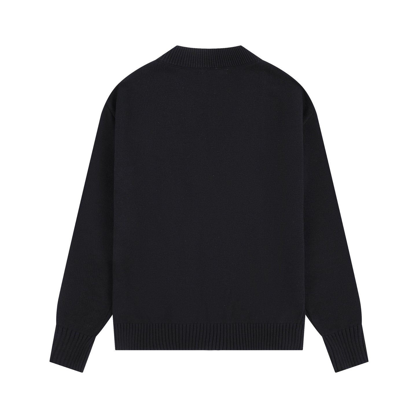 AMI Big Logo V-neck Button Sweater Black
