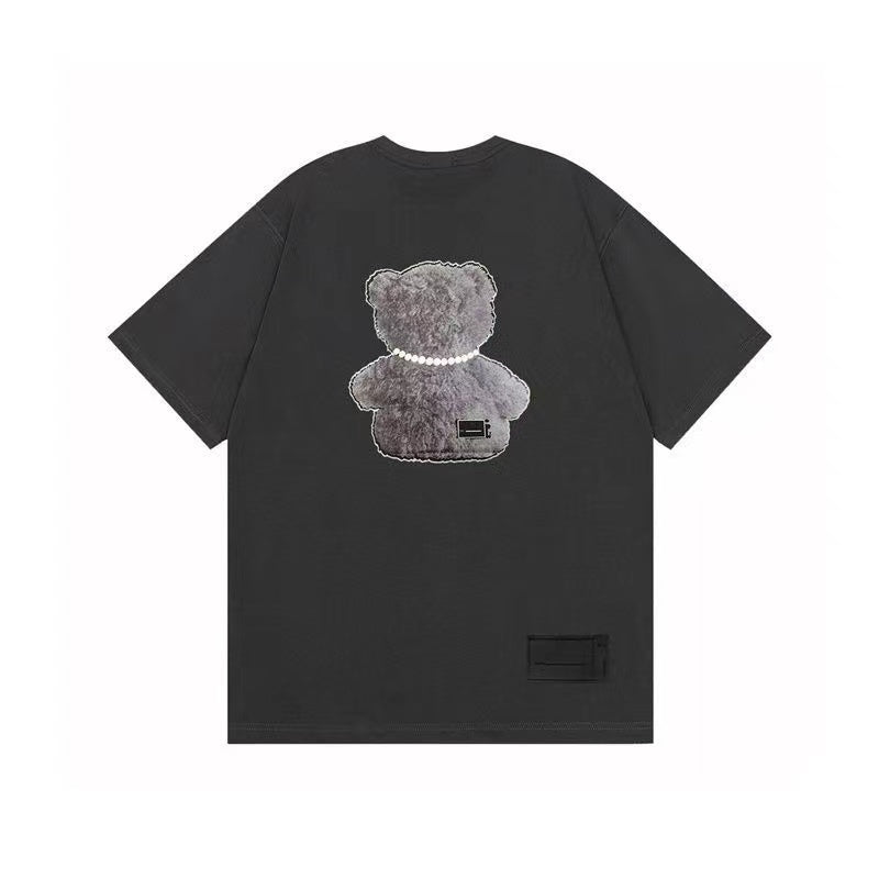 WE11DONE Reflective Teddy Bear Print Tee Grey