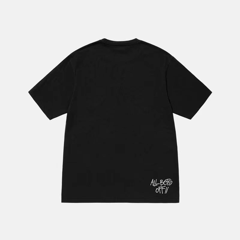STUSSY HOLDING PLAYING CARDS PRINT TEE BLACK