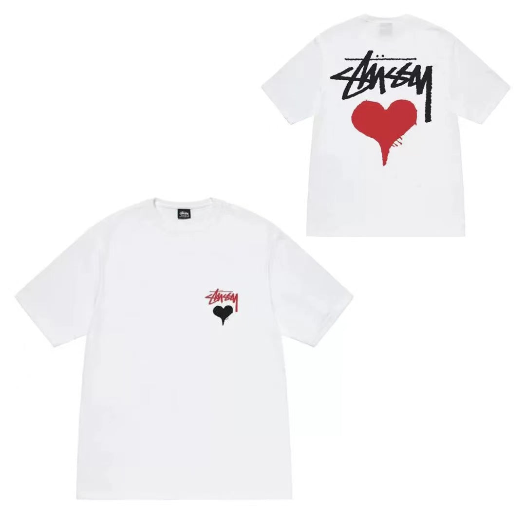 STUSSY HEARTS LOGO TEE WHITE