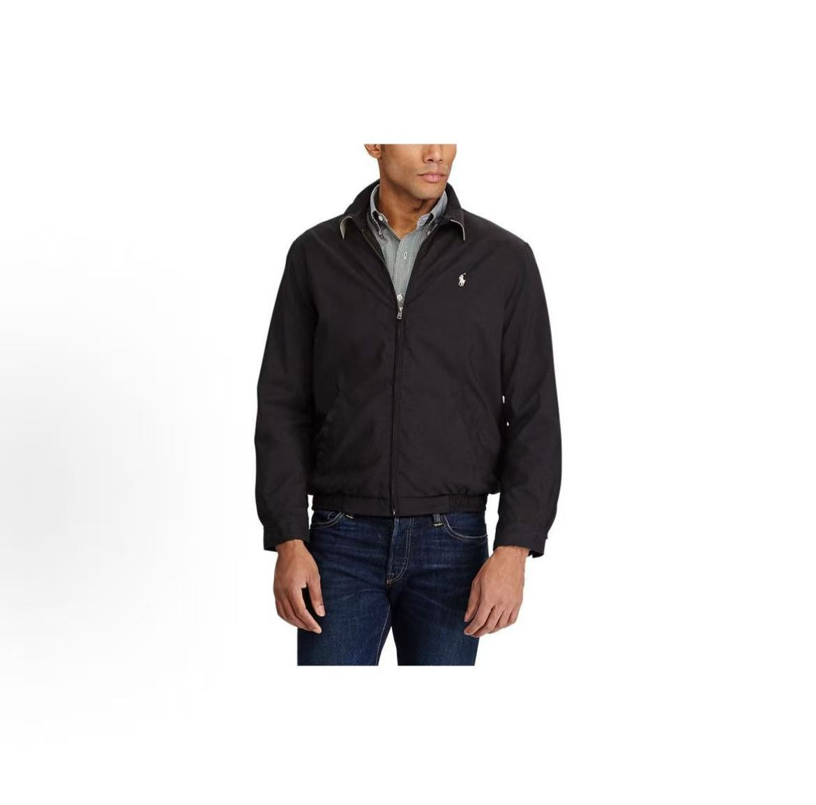 Ralph Lauren Solid Color Buttoned Zip-Up Jacket Coat - Classic Style - Men's - Black