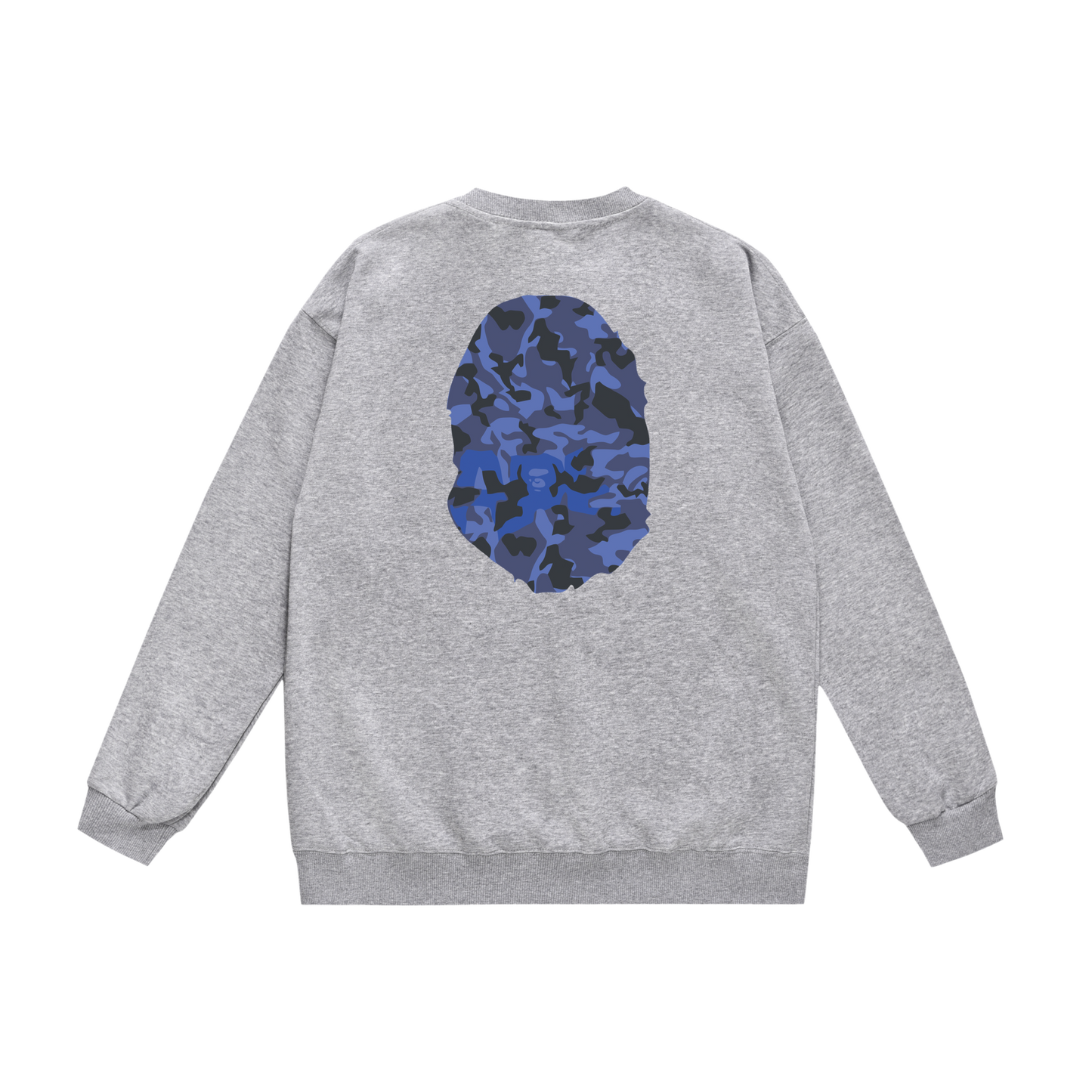 A Bathing Ape Blue Ape Head Print Hoodie Grey
