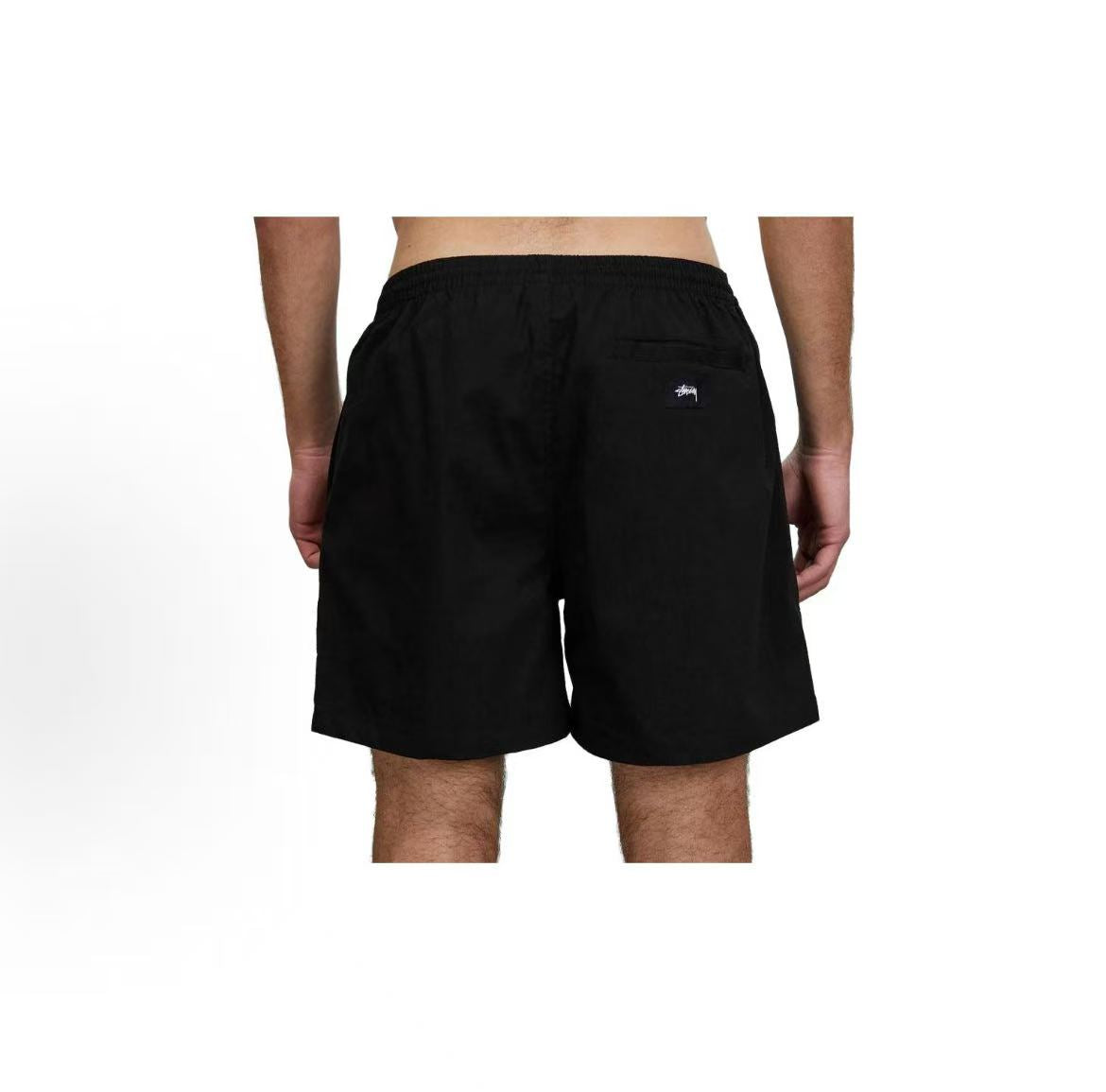 Stussy graffiti stretch waist casual American retro short pants for men - black
