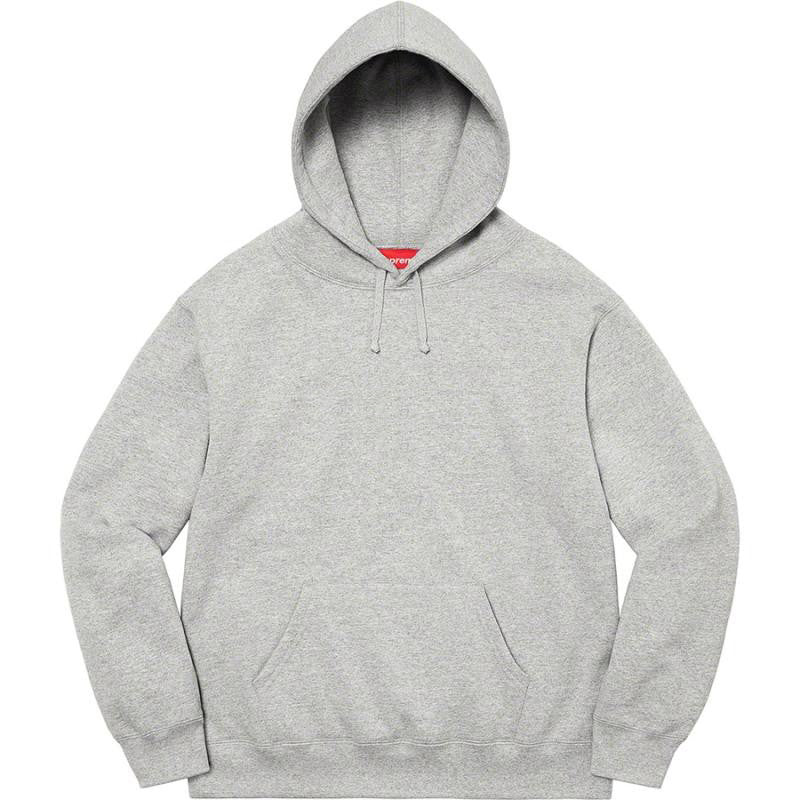 Supreme Satin Applique Hooded Sweatshirt Grey
