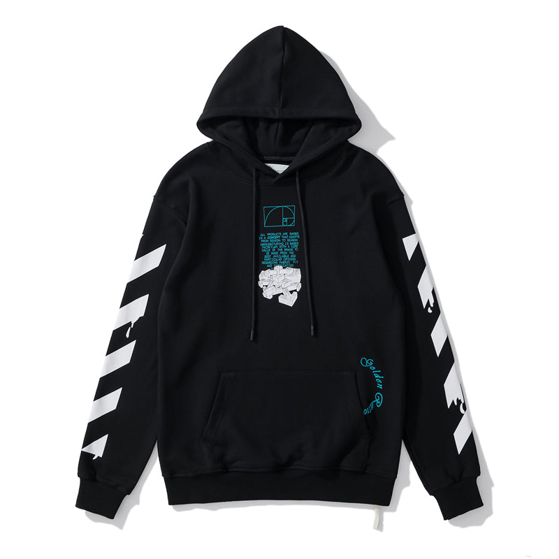 Off-White water droplets print hooded sweater black
