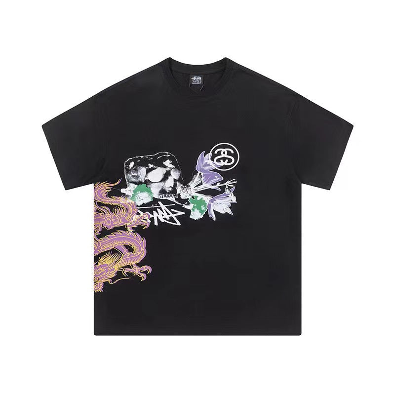 STUSSY COLORED DICE TEE BLACK