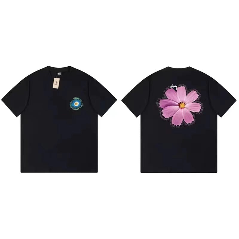 STUSSY DAISY PRINT TEE BLACK