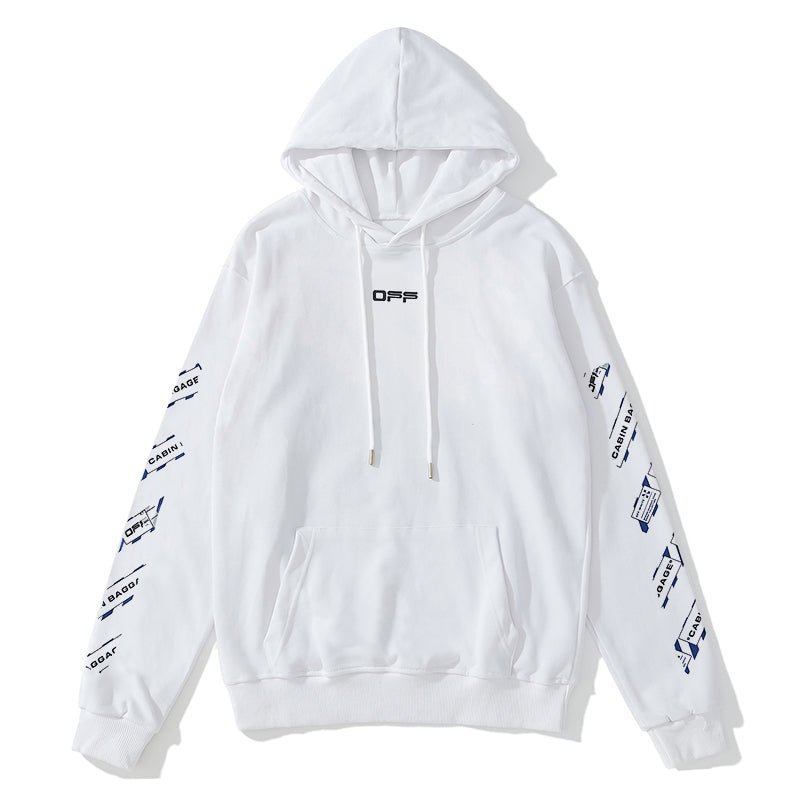 Off-White 829 arrow print hooded sweater white