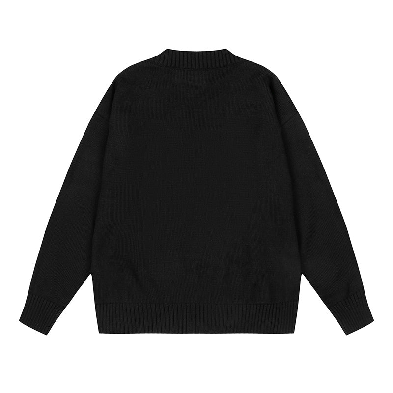 AMI Big Logo V Neck Sweater Black