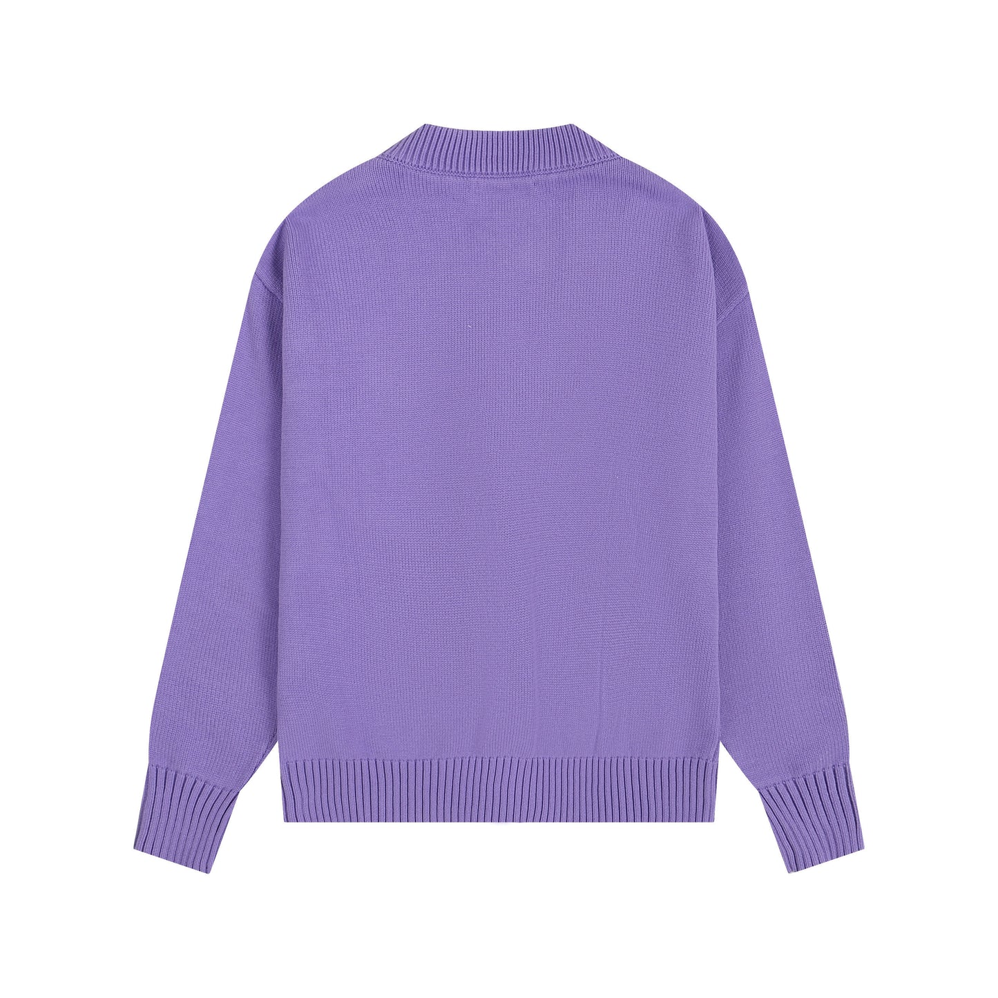 AMI Big Logo V-neck Button Sweater Purple