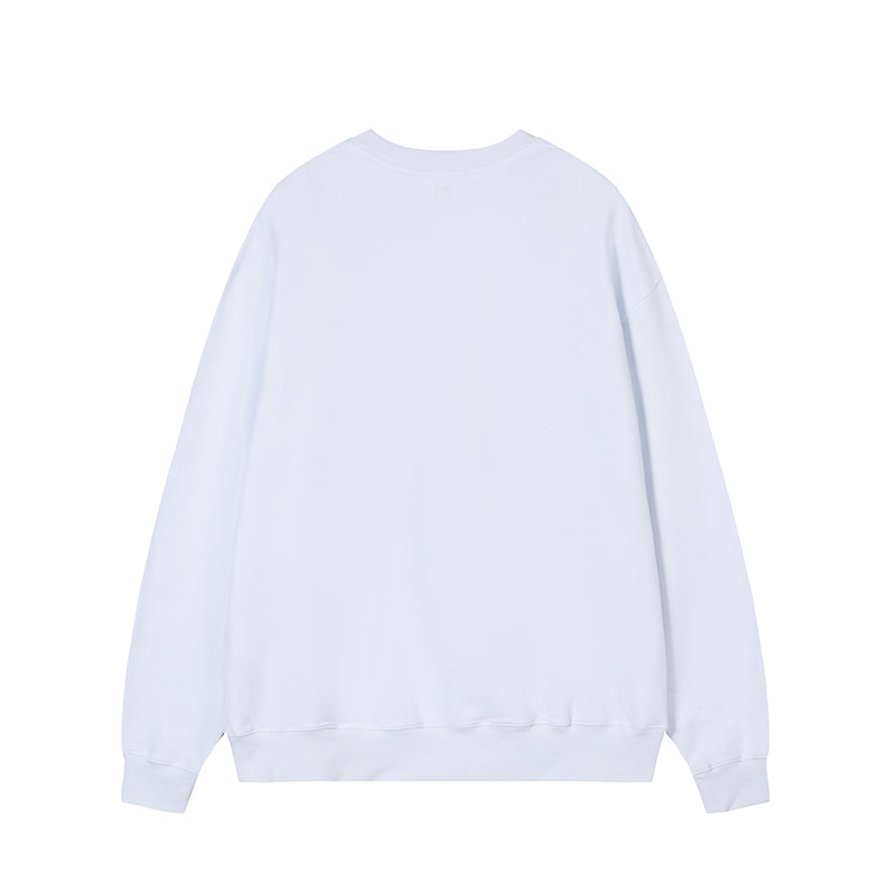 AMI Small Logo Crewneck Hoodie White