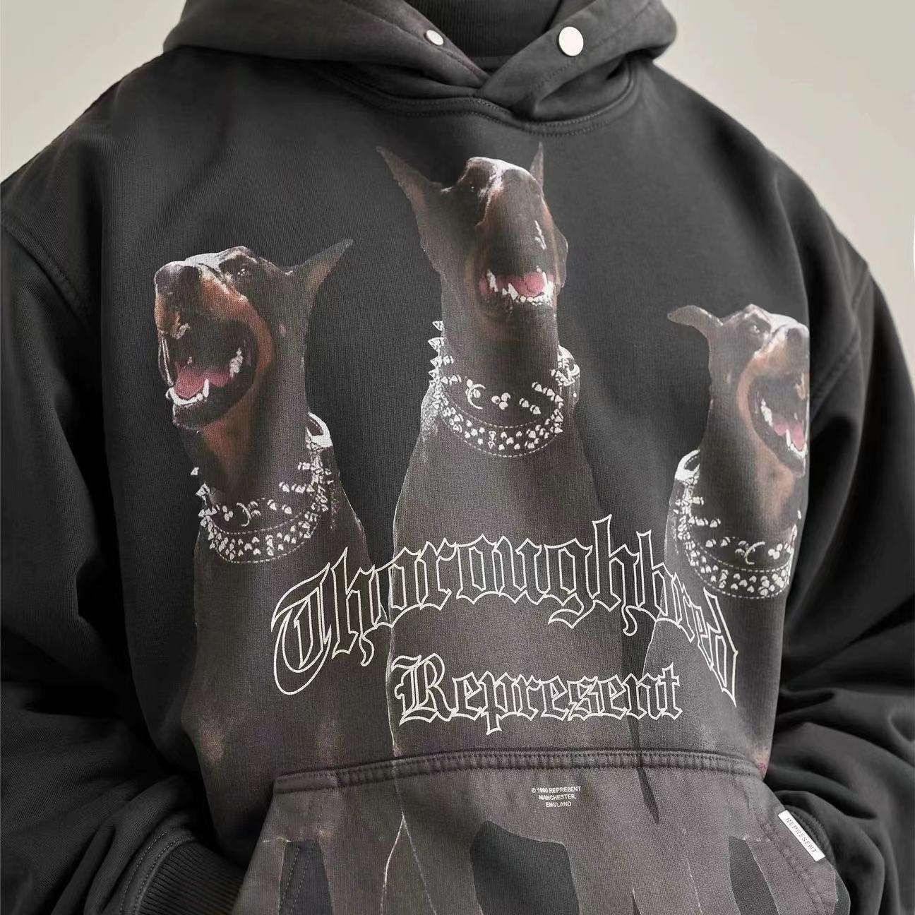 REPRESENT DOG PRINT HOODIE BLACK