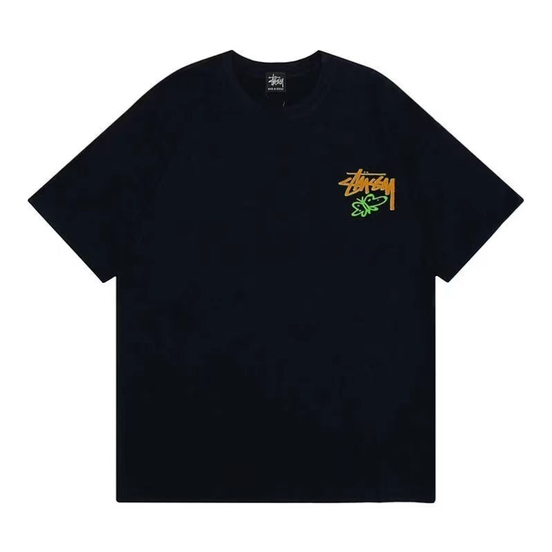 STUSSY PANSIES PRINT TEE BLACK