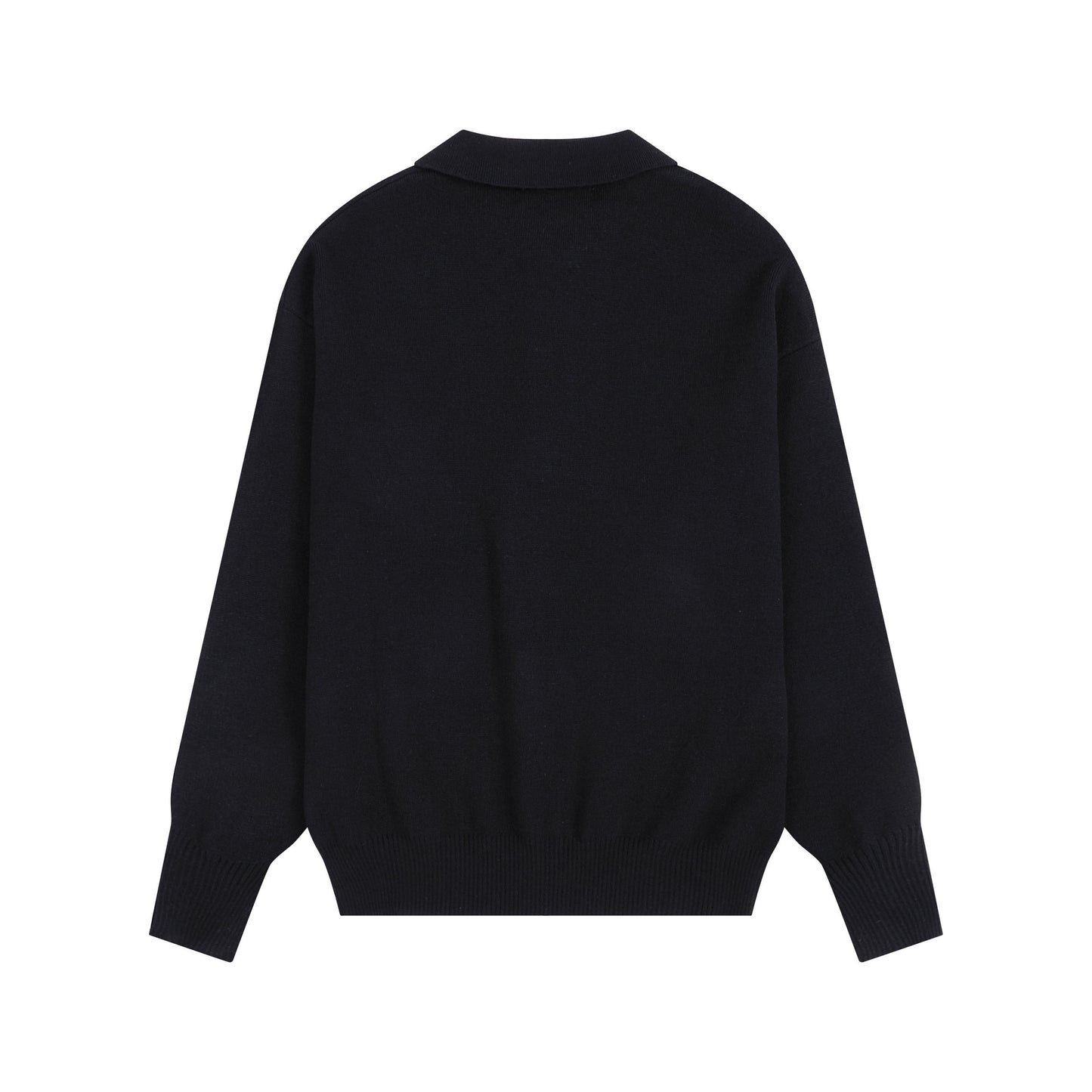 AMI Small Logo Button Polo Sweatshirt Black