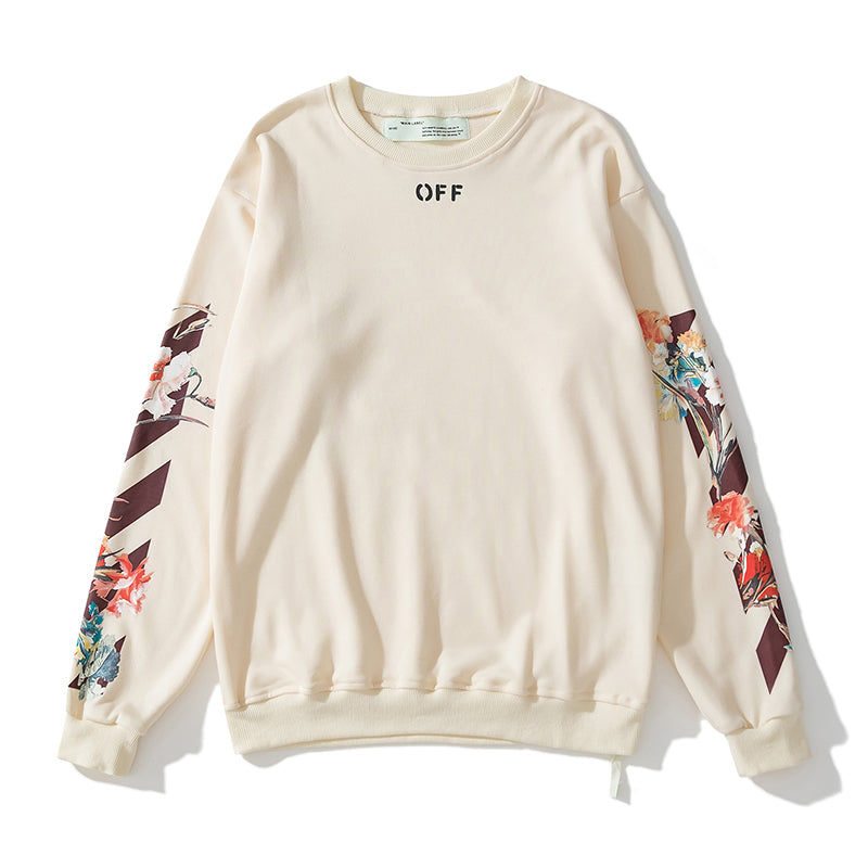 Off-White flower print hoodie apricot