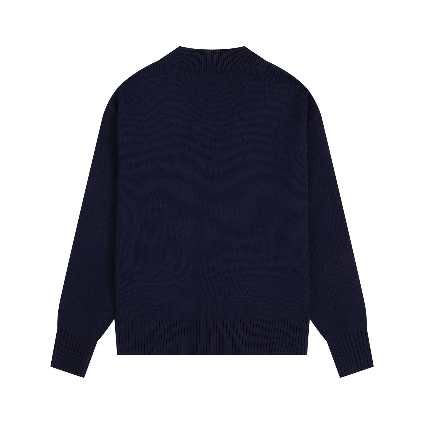 AMI Big Logo Button Sweater Navy