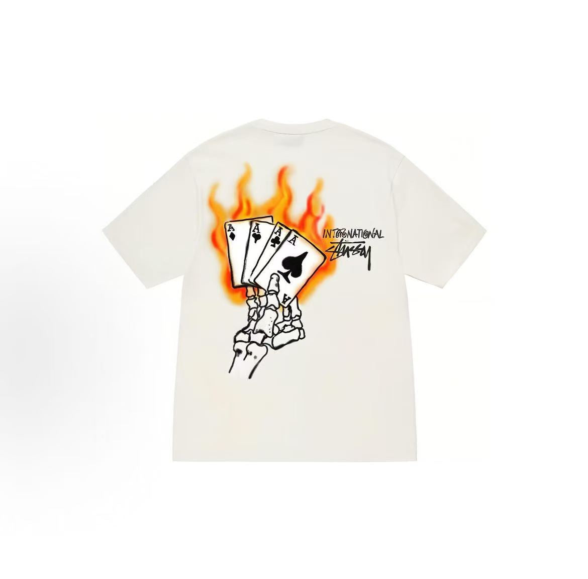 Stussy FW22 Poker-Dyed Short-Sleeved American Retro T-Shirt for Men