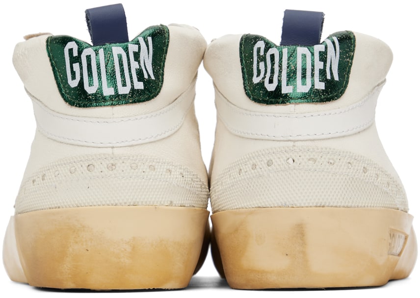 GOLDEN GOOSE حذاء رياضي Mid Star باللون الأبيض المائل للصفرة