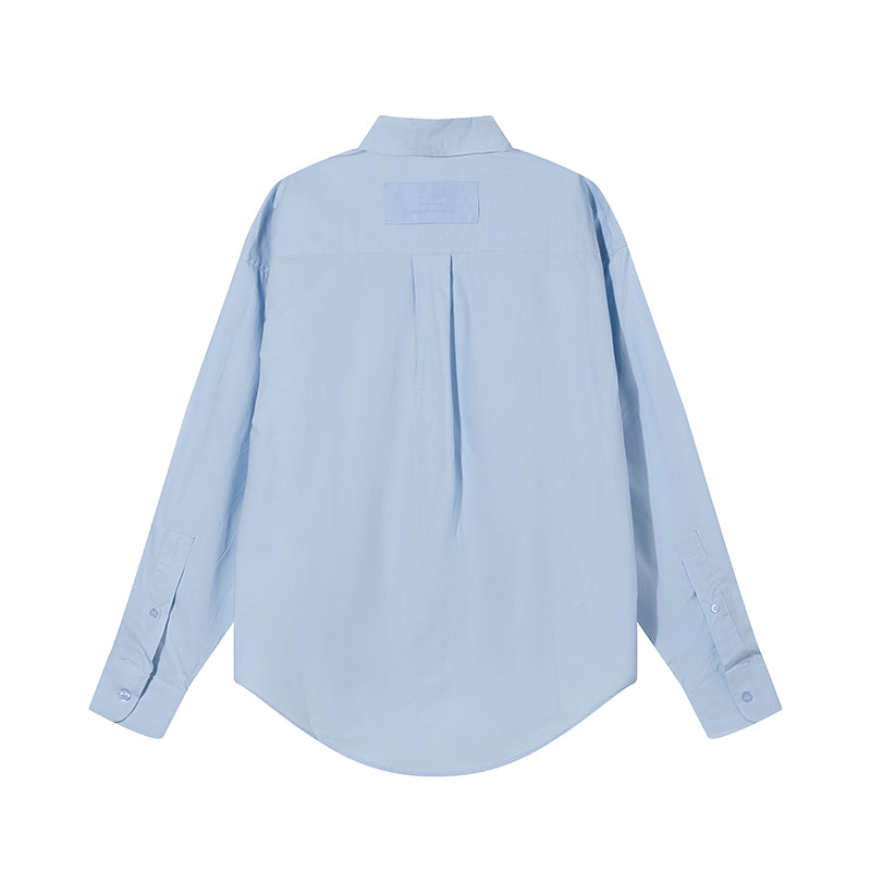 AMI Long Sleeve Solid Color Shirt Light Blue