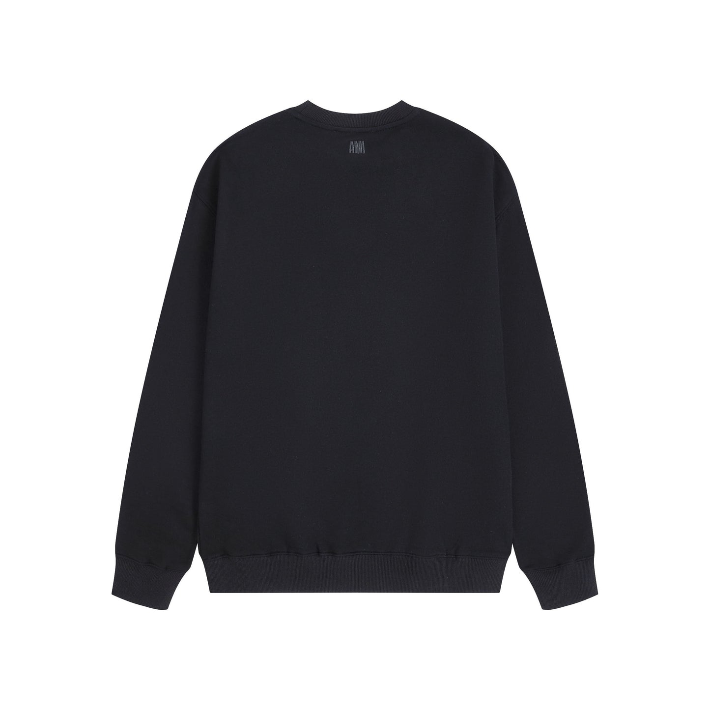 AMI Solid Color Crew Neck Hoodie Black