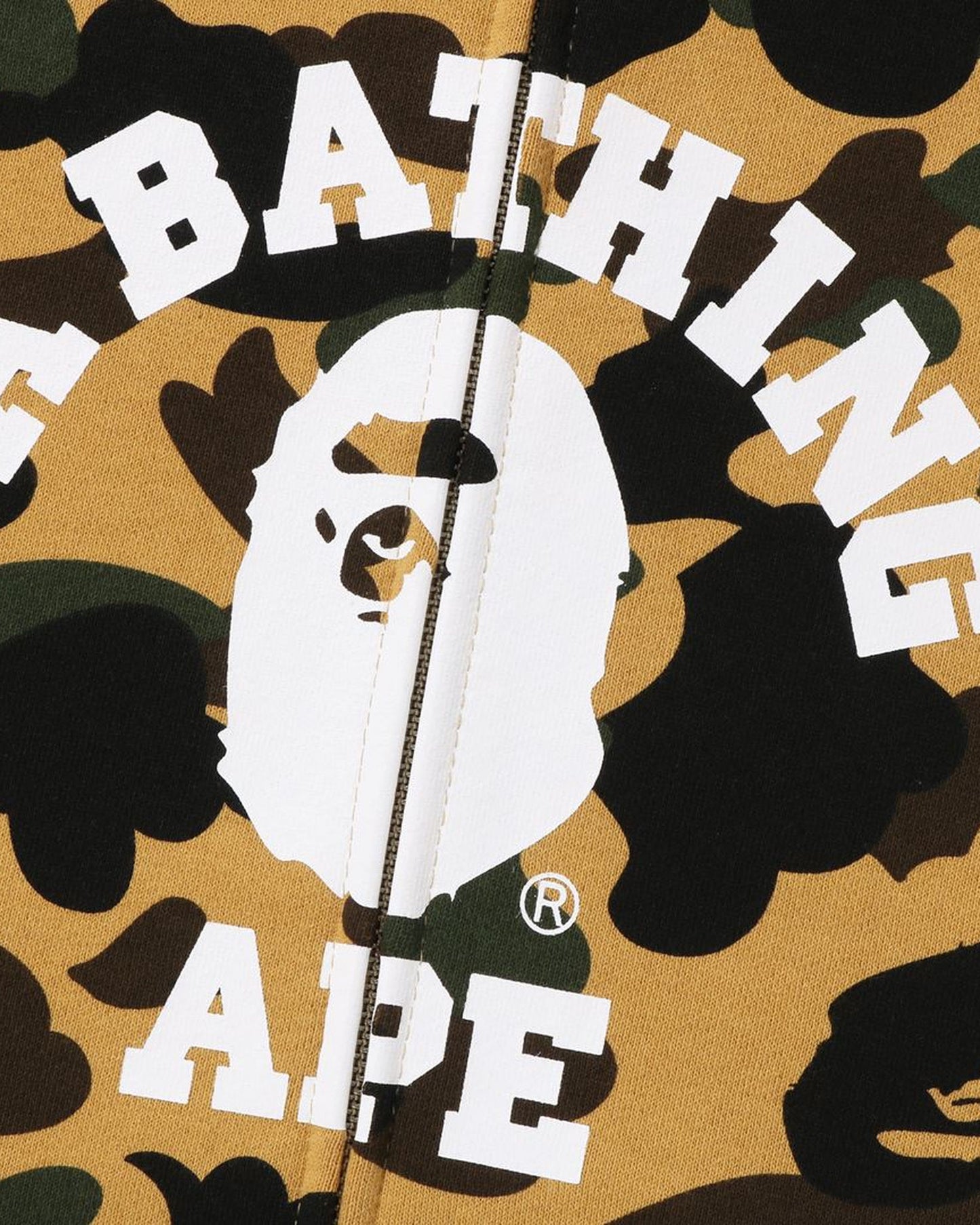 A Bathing Ape 1st Camo Crazy College Full Zip Hoodie In Yellow
