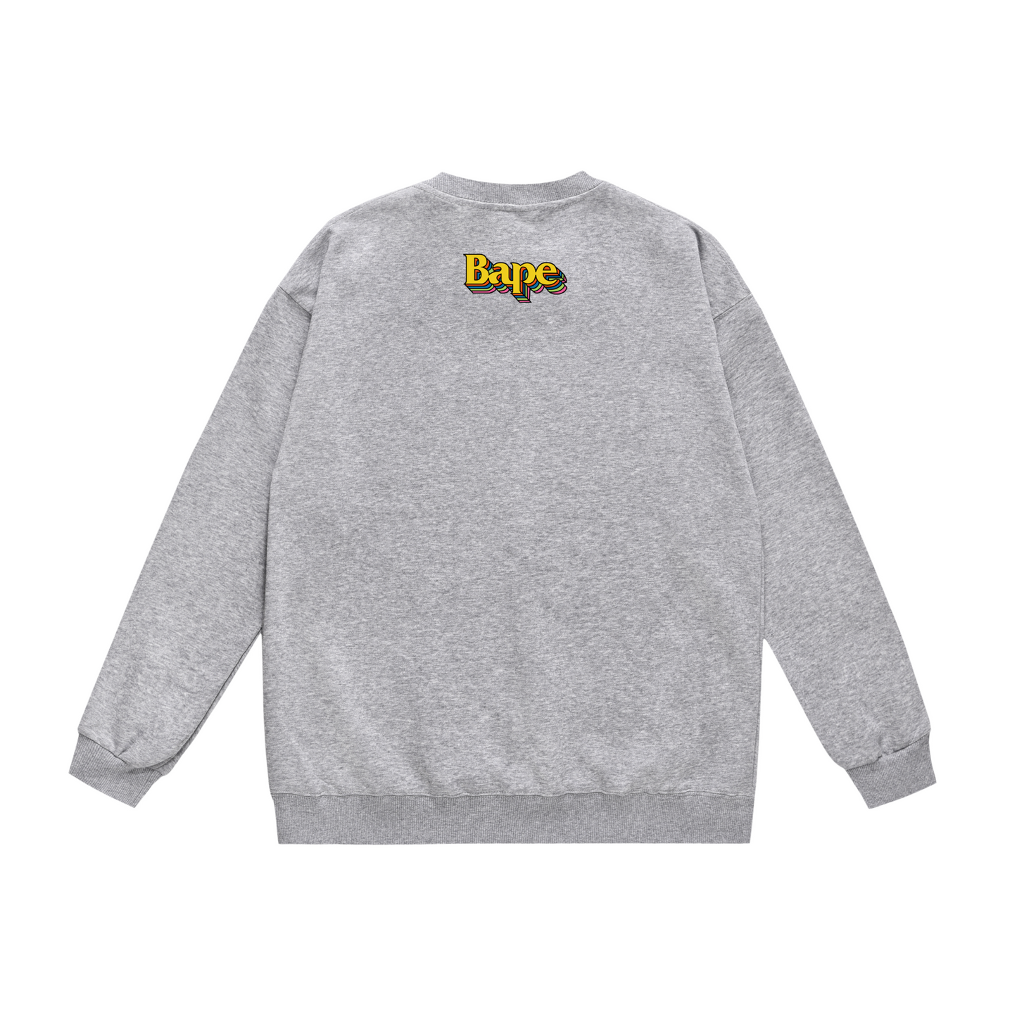 A Bathing Ape Rainbow Letters Print Hoodie Grey