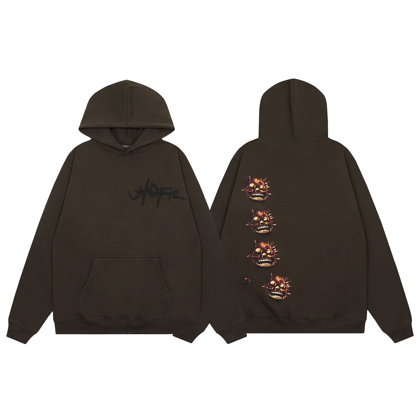Travis Scott Skeleton Print Hoodie Khaki