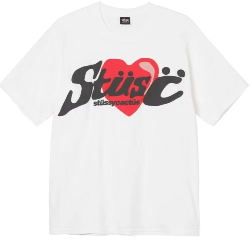 STUSSY HEART PRINT TEE WHITE