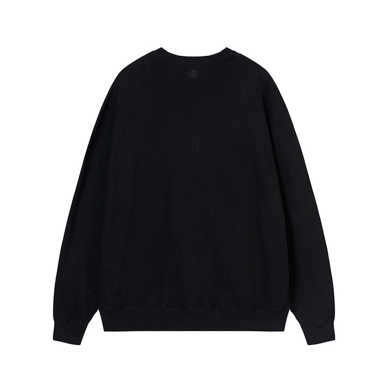 AMI Solid Color Crewneck Hoodie Black