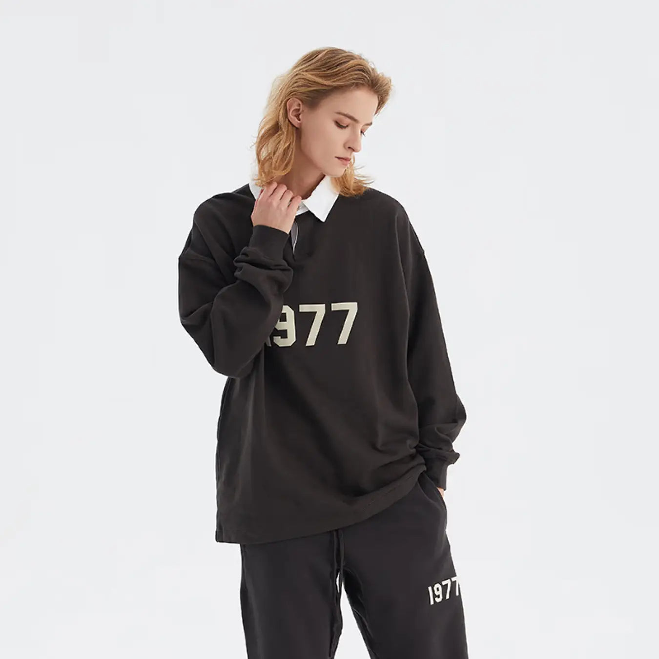 FOG FEAR OF GOD 22 double line 1977 sweatshirt ESSENTIALS casual POLO collar top