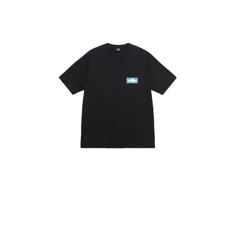 STUSSY FISH BONES PRINT TEE BLACK