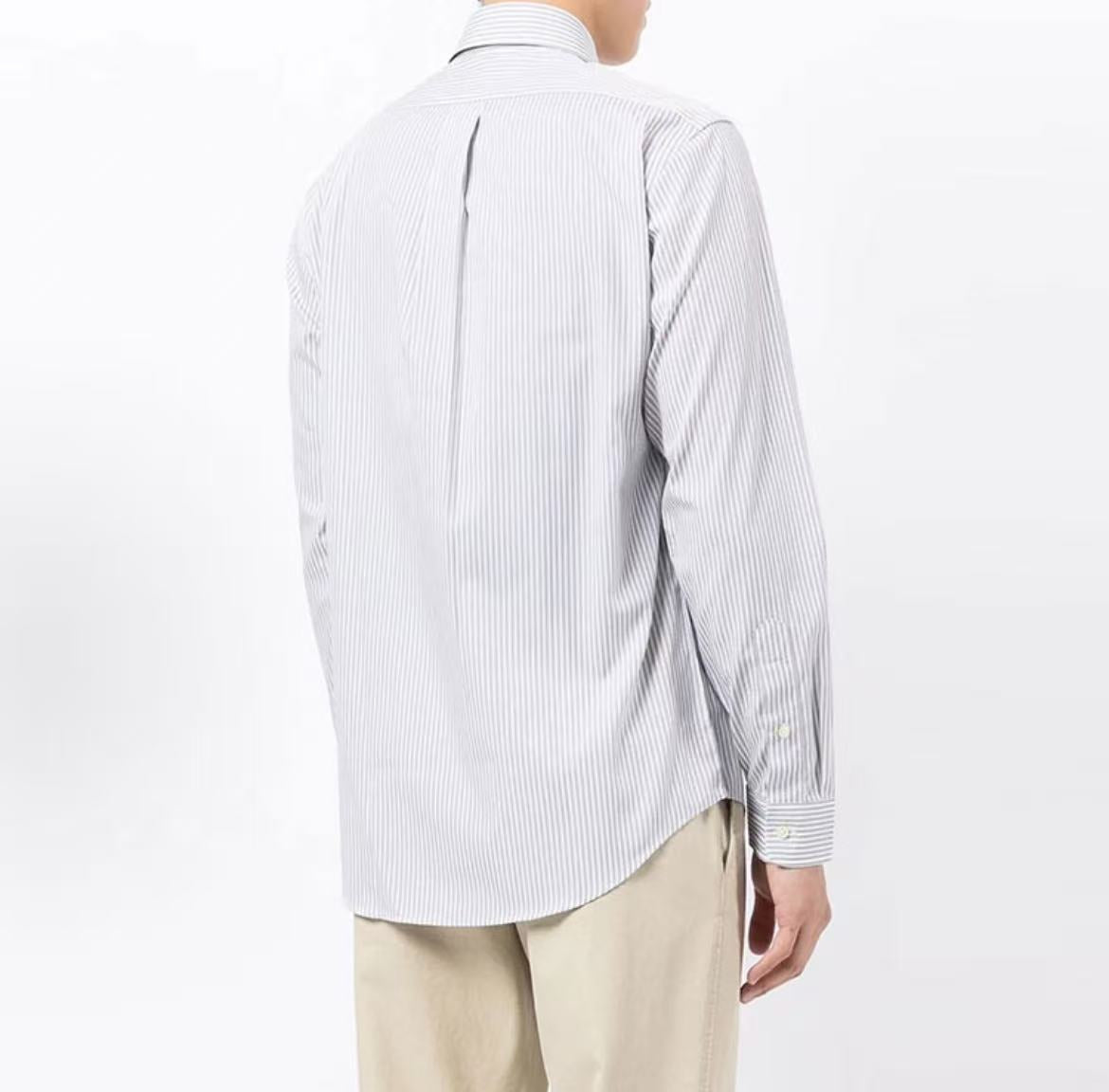 Ralph Lauren FW21 Logo Embroidered Stripes Shirt for Men, White