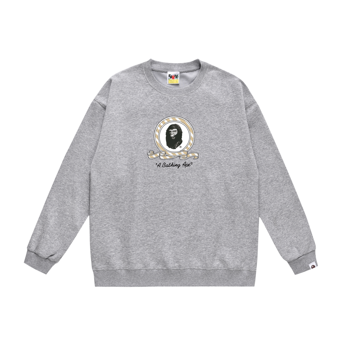 A Bathing Ape Logo Print Hoodie Grey