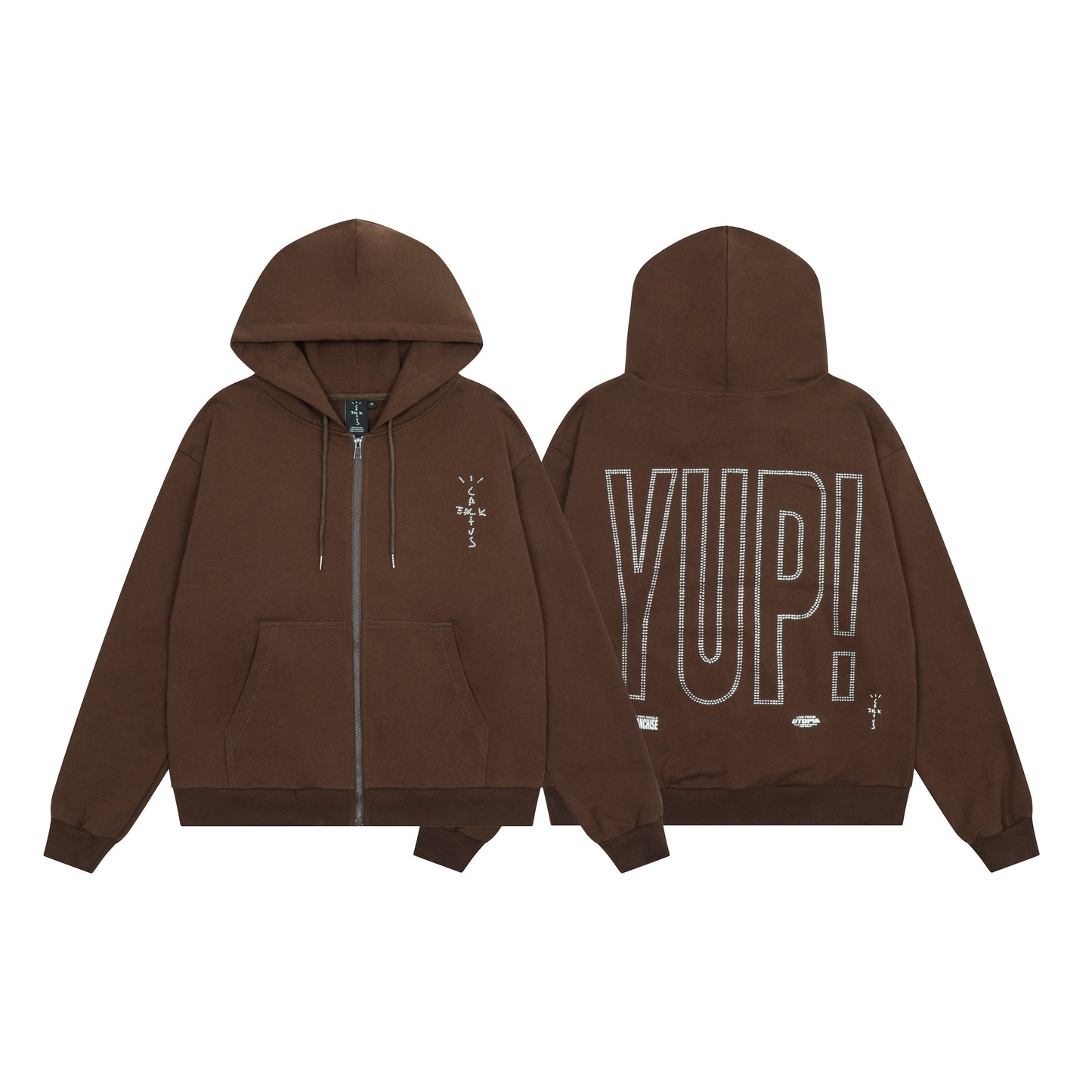 Travis Scott YUP Logo Hoodie Brown