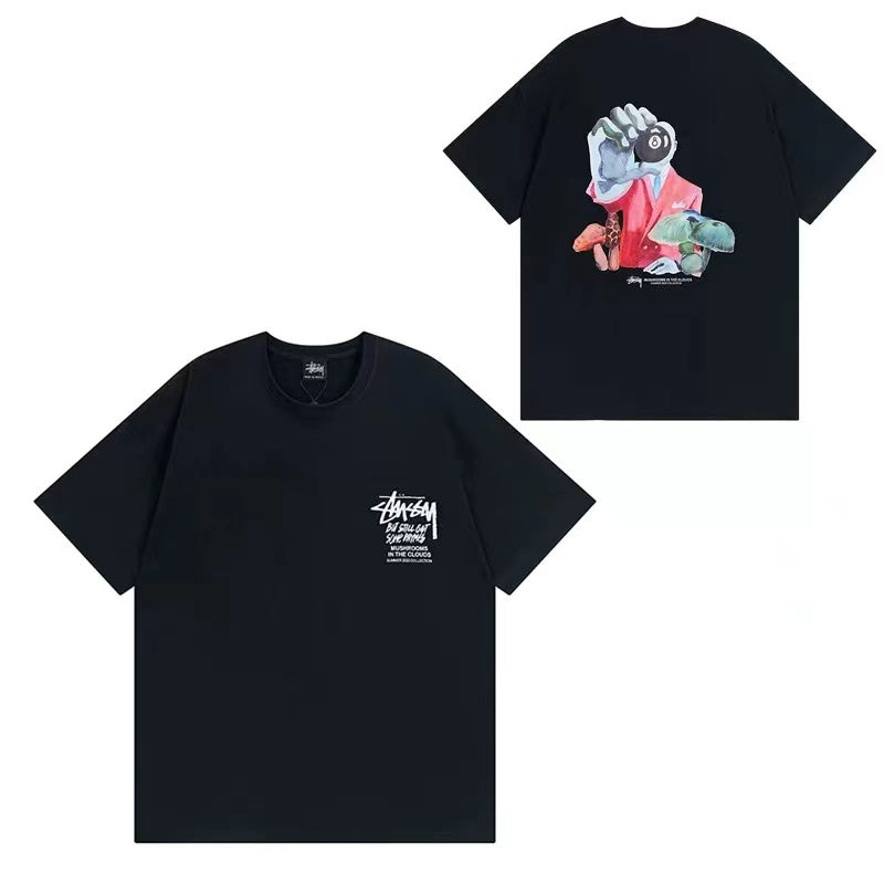 STUSSY MUSHROOM PRINT TEE BLACK