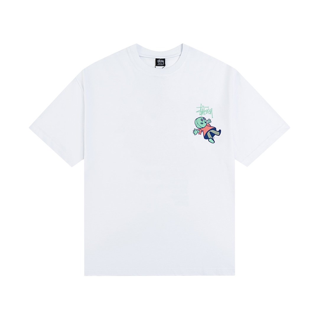 STUSSY ALIEN PRINT TEE WHITE