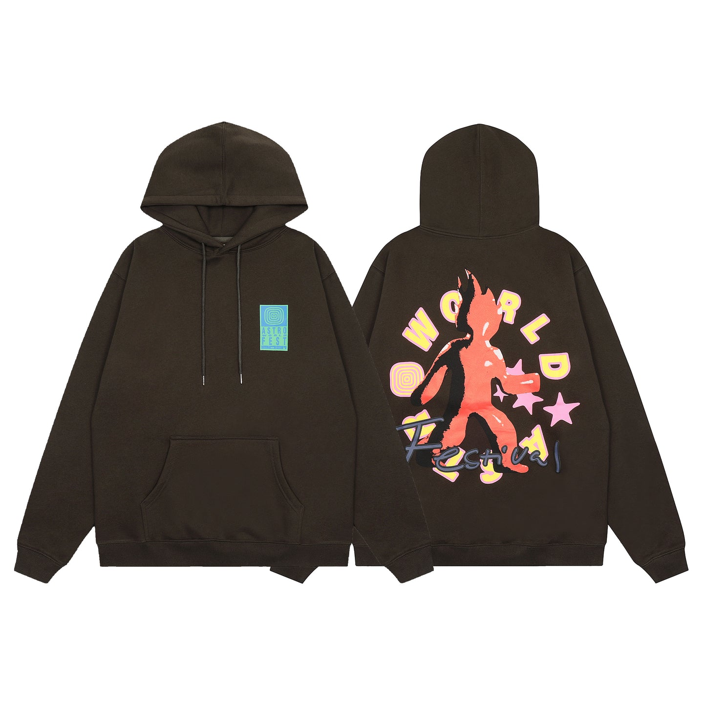 Travis Scott Character Graffiti Print Hoodie Black