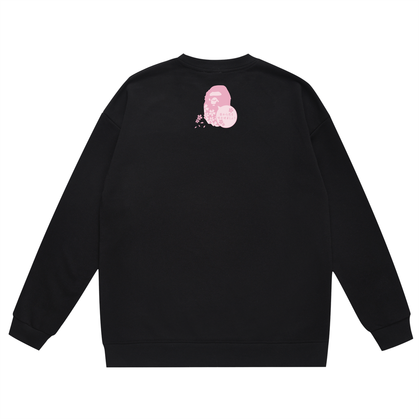 A Bathing Ape Pink Cherry Tree Logo Print Hoodie Black