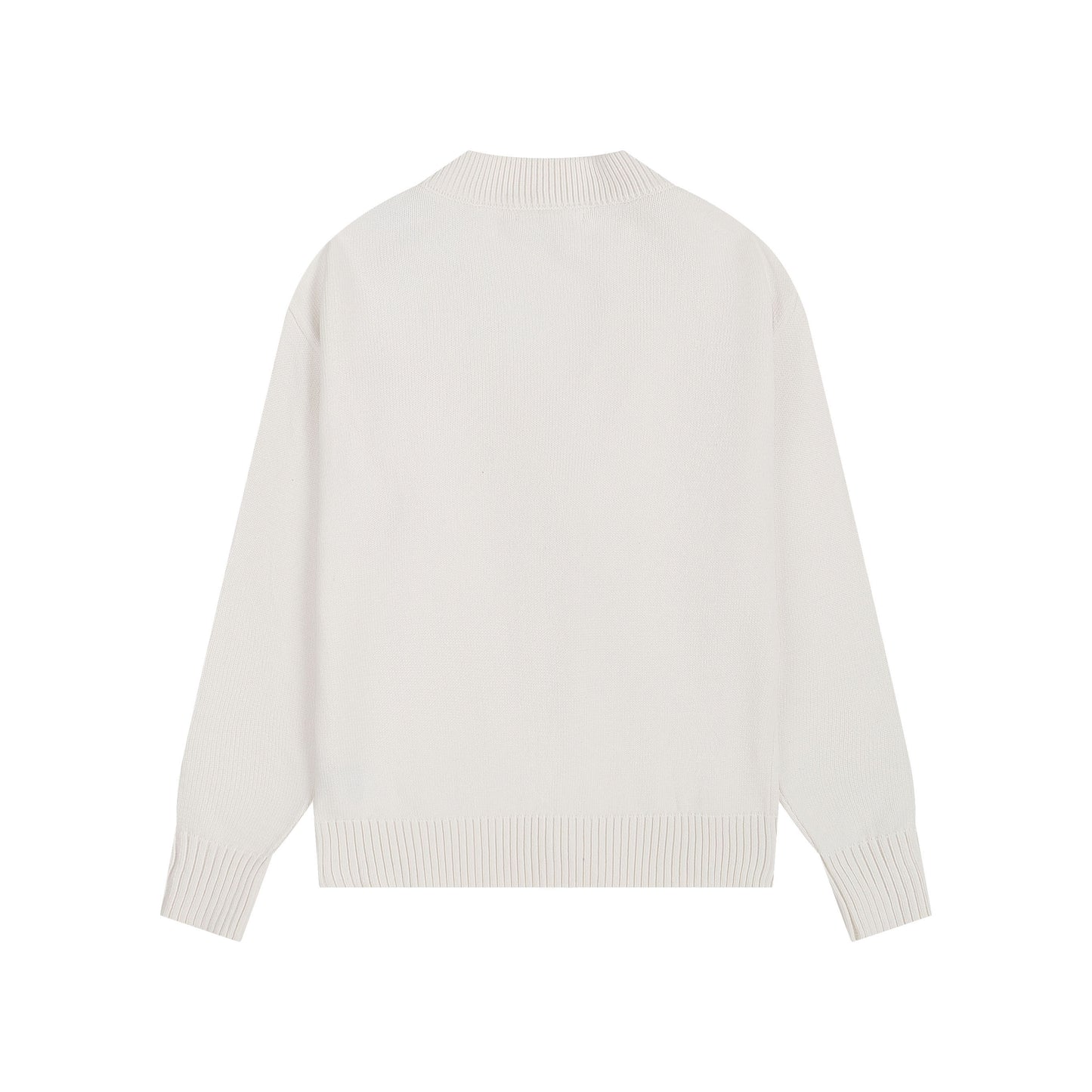AMI Big Logo V-neck Button Sweater Cream