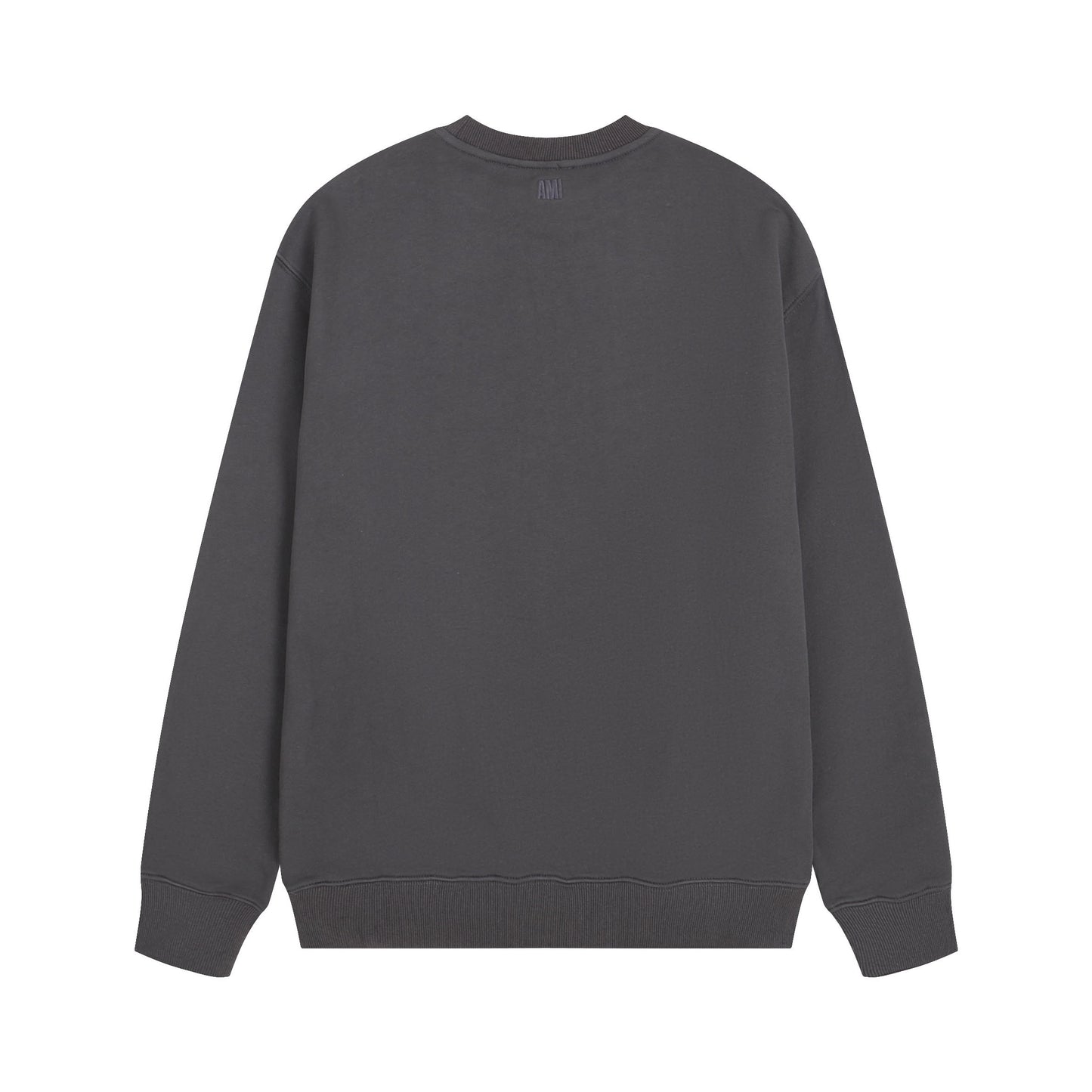 AMI Solid Color Crew Neck Hoodie Grey