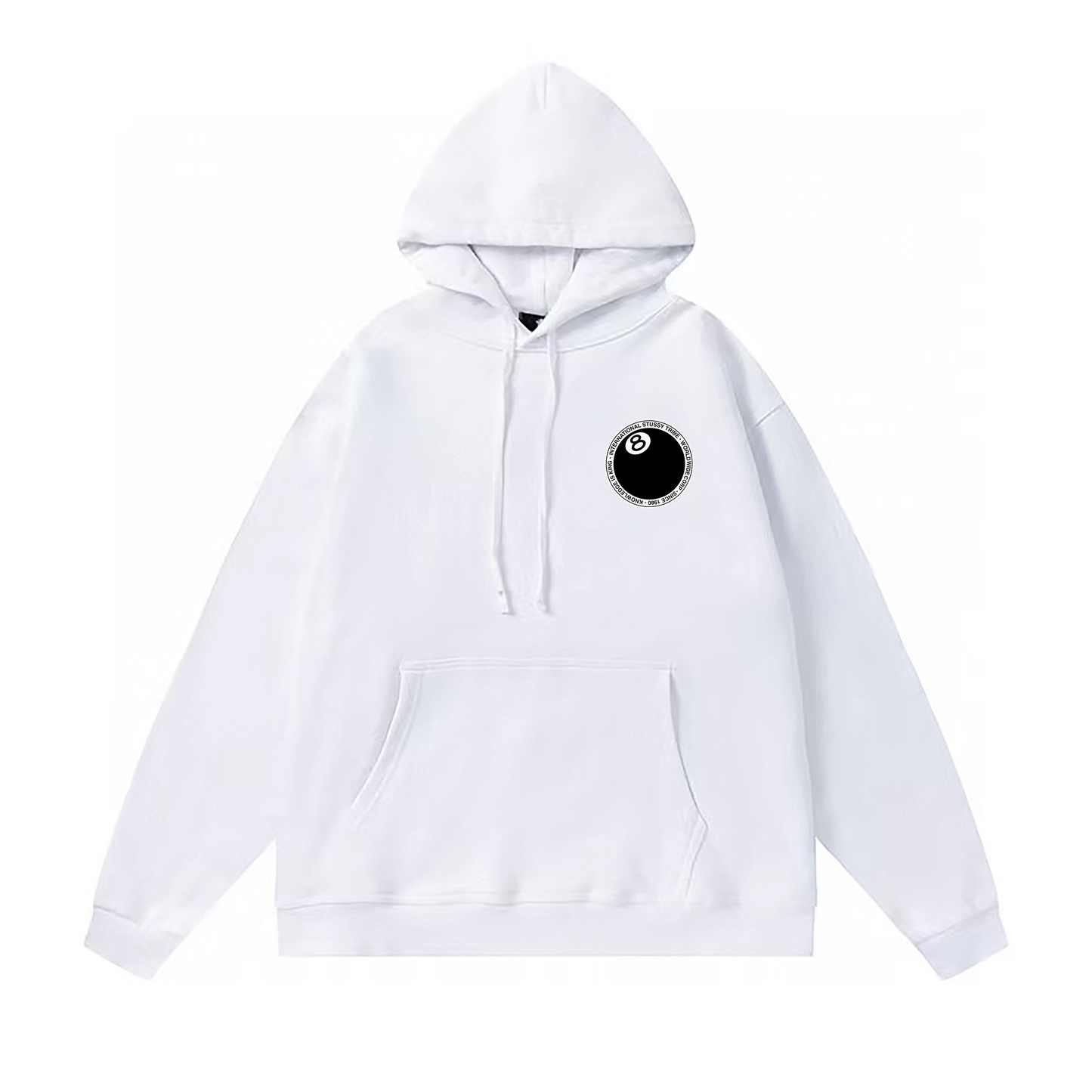 STUSSY BALL 8 HOODIE WHITE