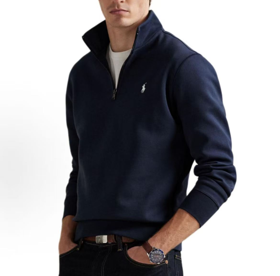 Ralph Lauren Double Knit Quarter-Zip Pullover Shirt Sweater Men's Style