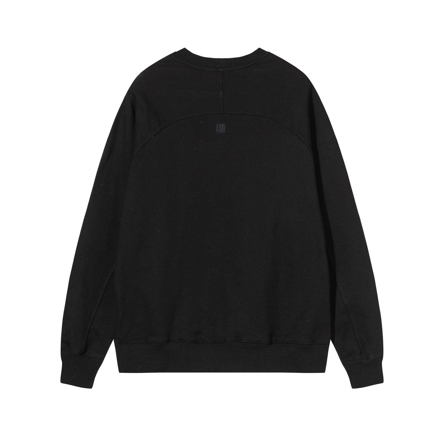 AMI Solid Color Logo Crewneck Hoodie Black