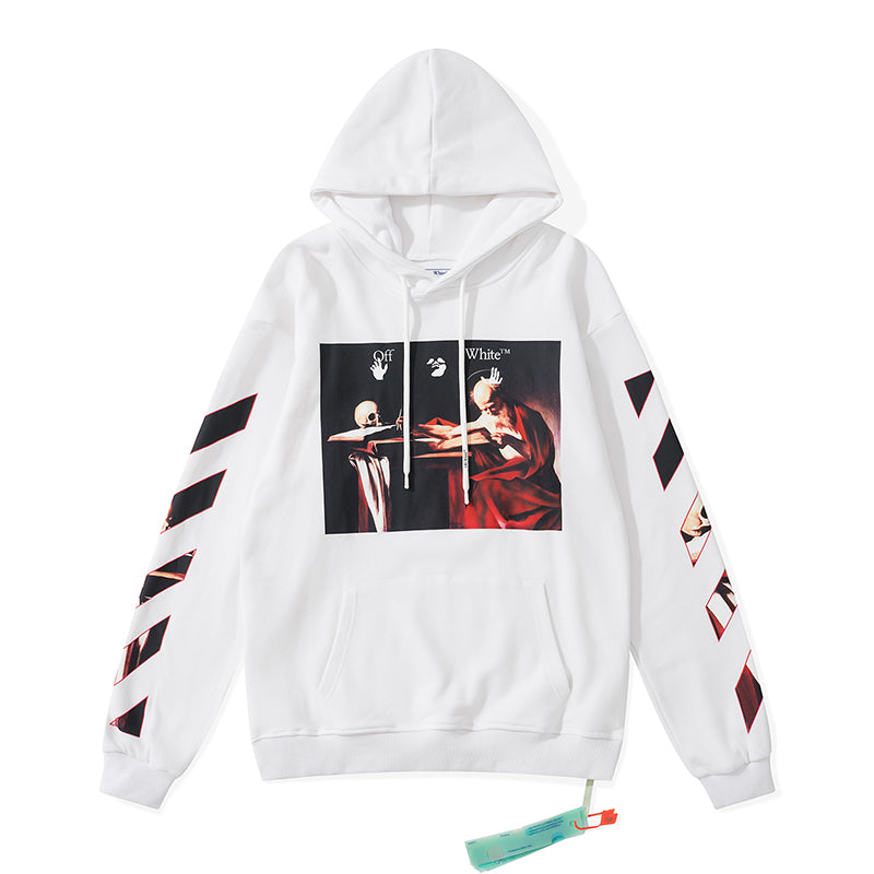 Off-White arrow logo hooded sweater white