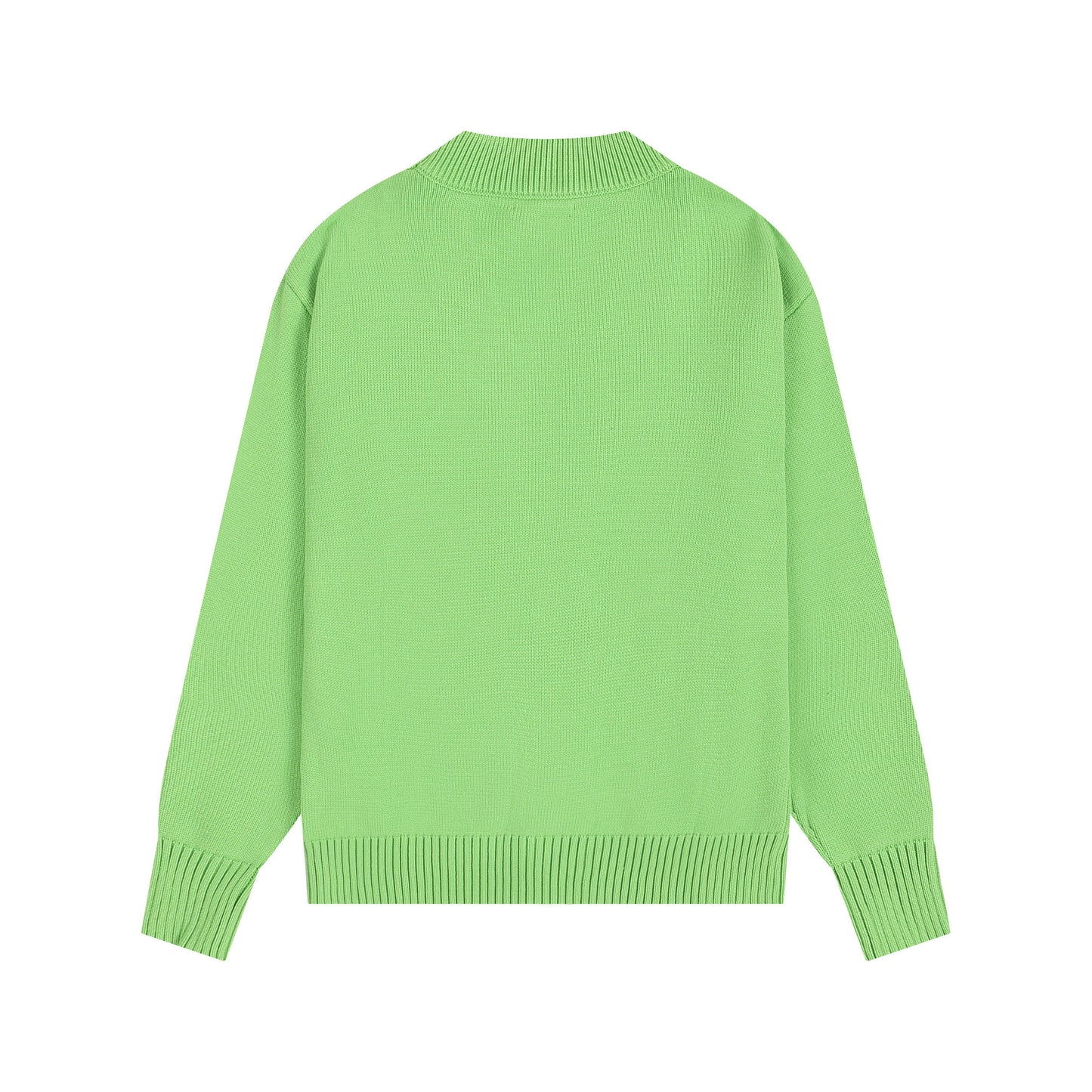 AMI Big Logo V-neck Button Sweater Green