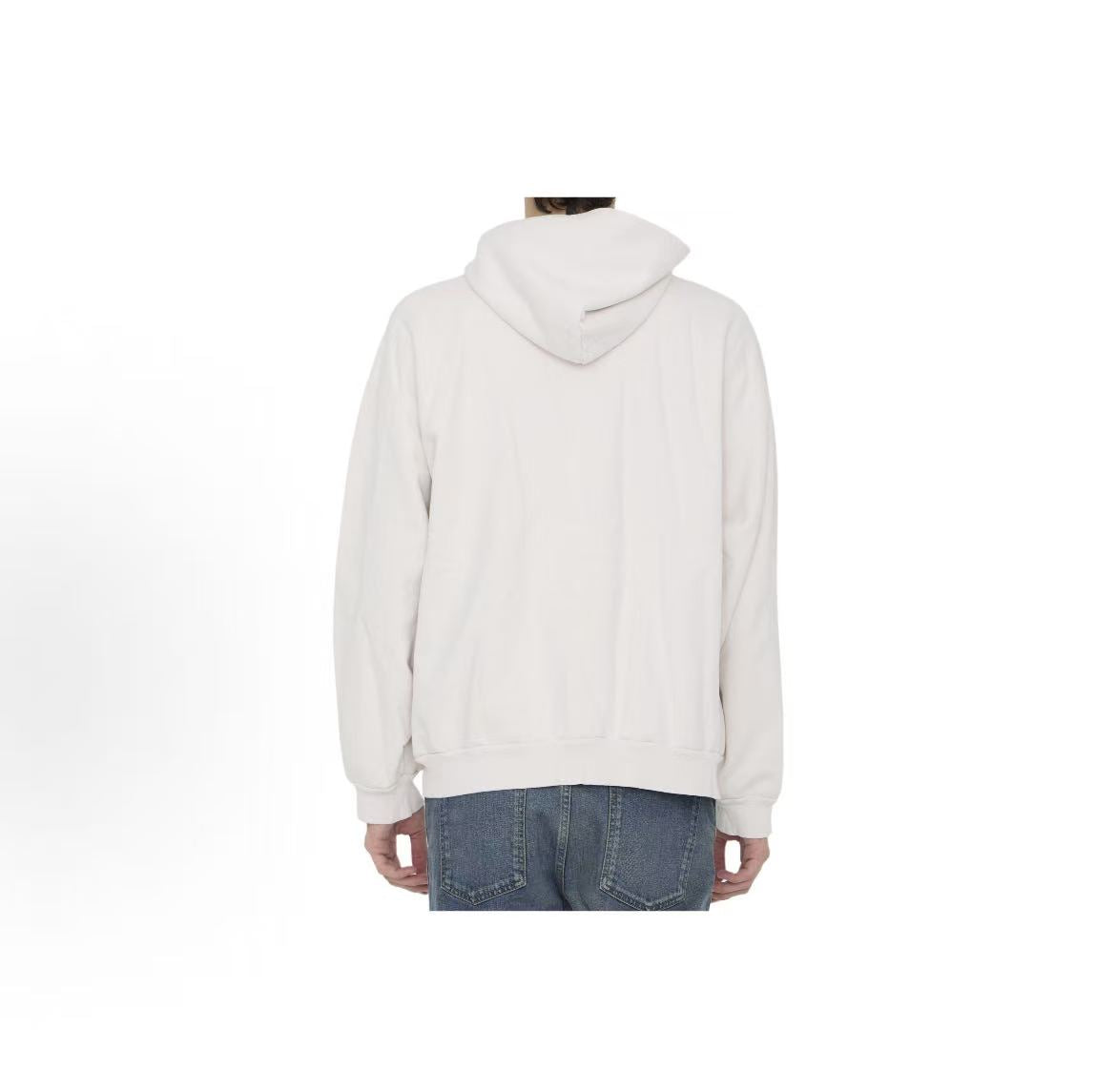 Balenciaga SS24 Logo letter print casual hooded long-sleeved pullover, loose fit, men's style, beige color