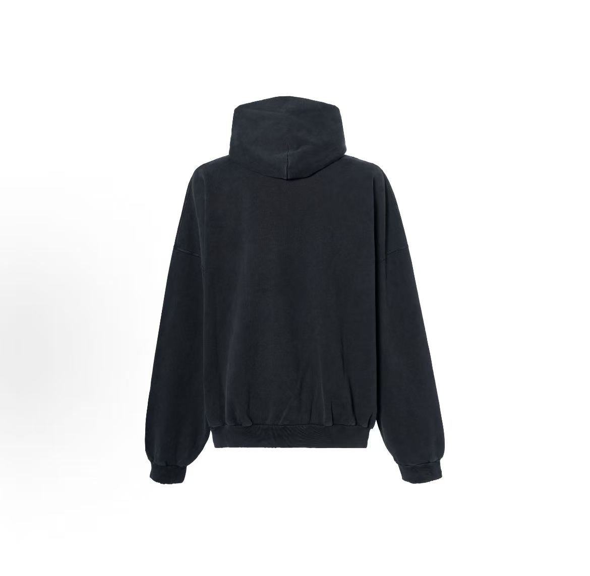 Balenciaga SS25 Solid-color Drop-shoulder Long-sleeved Hooded Zip-Up Sweater in Loose Fit for Men, in Black Color
